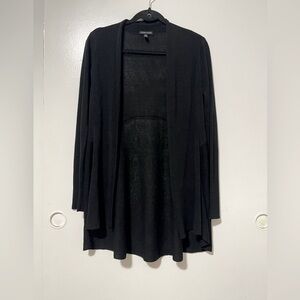 Eileen Fisher black organic linen/ nylon open tunic cardigan 
Size XS